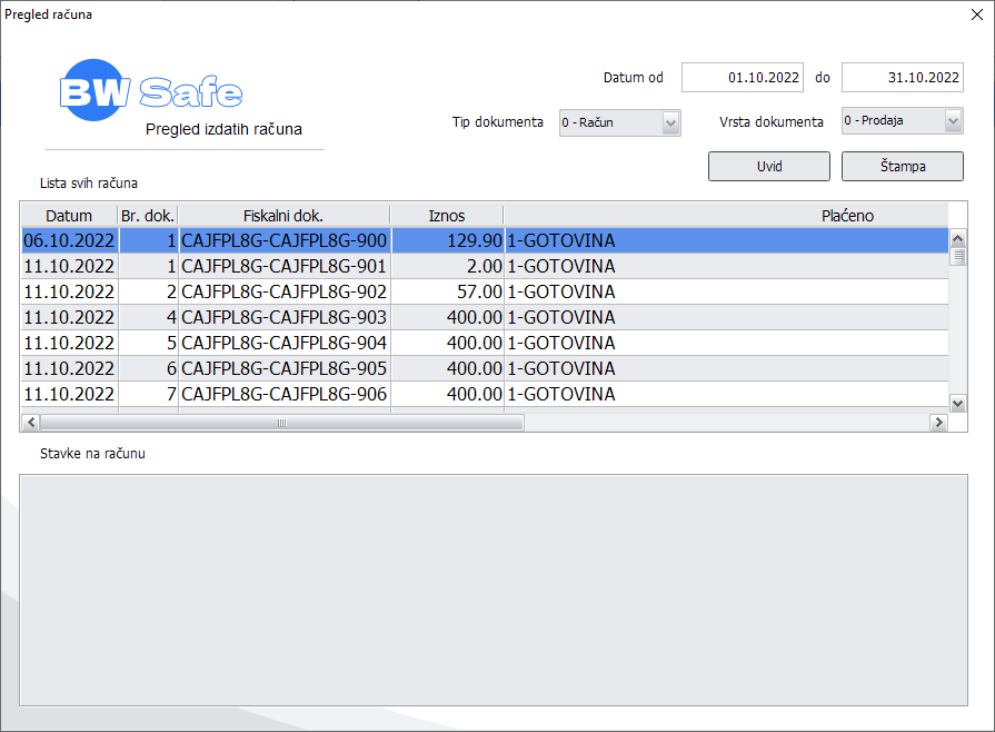 Pregled računa